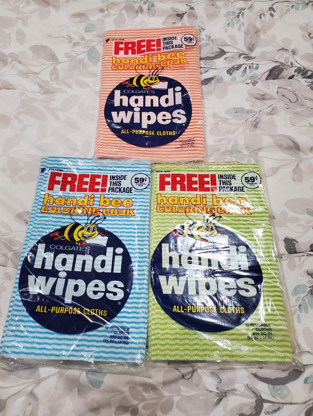 Vintage 1980s Colgate Handi  Wipes NOS Handi Bee Coloring Book Promo LOT OF 3